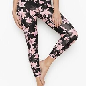 Victoria's Secret Black and Pink Floral Leggings